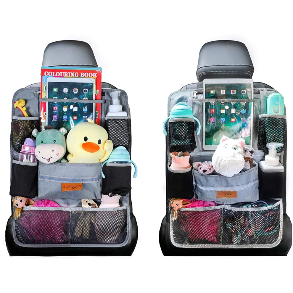 Surdoca Car Organiser Car Seat Organiser - 4Th Generation Enhanced Car Organiser Back Seat For Up To 10.5 Ipad, 9 Pockets, Kids Toy Storage, Water