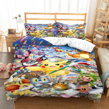 (24, King-230*220) Pokémon Bedding Single Double Kids Cartoon 3D Quilt Cover