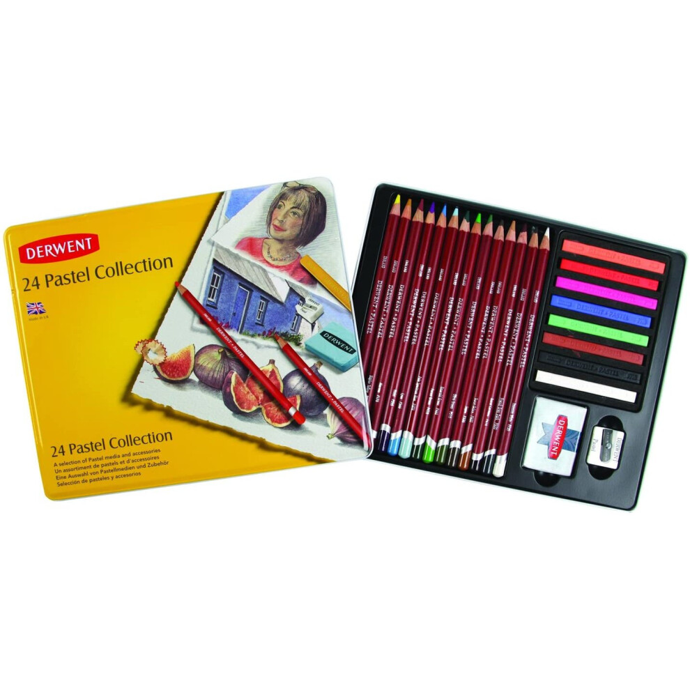 Derwent Pastel Collection Sampler Kit, Drawing & Writing, Set Of 24 Pencils, Blocks & Accessories For Pastel Drawing & Colouring, Professional