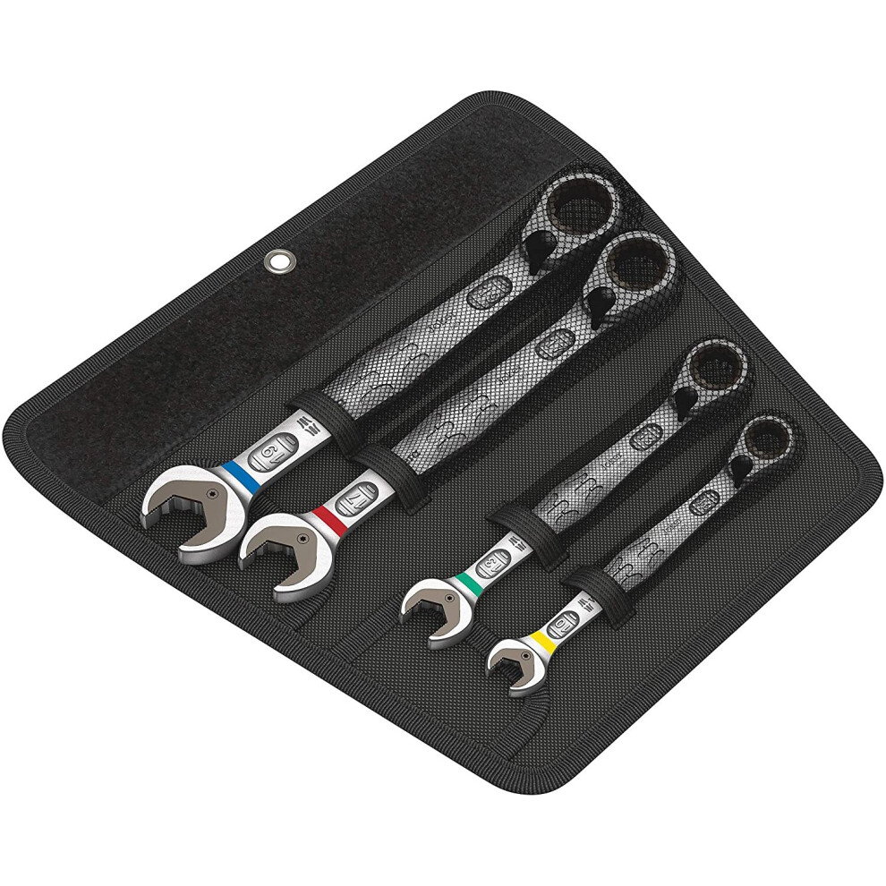 Wera 05020090001 WER020090 Joker Switch Ratcheting Combination Spanner Set, 4 Piece Rachet Wrench 4-pcs, Silver, 4pc Metric