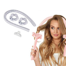 (Silver) Youngshion Heatless Sleeping Hair Roller Set Soft Silk Curler Headband with Scrunchies and Clip for DIY Long and Medium Hairstyle