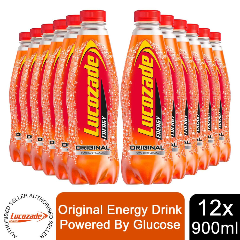 12 Pack of 900ml Lucozade Original Energy Drink Powered By Glucose