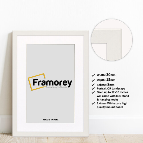 (A3 Pic (A2 Frame)) White Picture Frame Photo Frames With White Mount Wall Art Hanging Frame Home Decor Frame