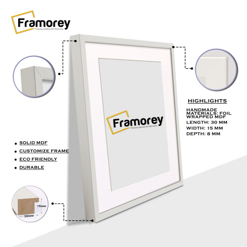 (A3 Pic (A2 Frame)) White Picture Frame Photo Frames With White Mount Wall Art Hanging Frame Home Decor Frame 1