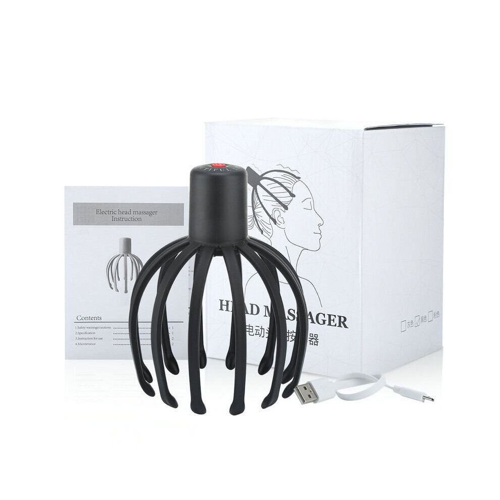 Black Electric Octopus Claw Scalp Massager Stress Relief Scratcher Rechargeable
