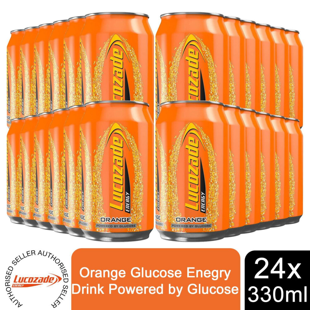 Lucozade Orange Sparkling Energy Drink 330ml, 24Pk