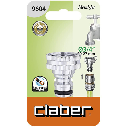 Claber Claber Metal Jet Tap, Chrome-Plated Brass 1