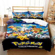 (Double-200*200, 23) Pokémon Cartoon Bedding Single Double Quilt Cover 3D Cartoon