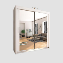 (120cm, White) Chicago Sliding Mirror Door Wardrobe For Bedroom