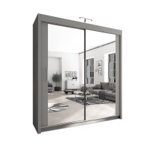 (203cm, Grey) Chicago Sliding Mirror Door Wardrobe For Bedroom