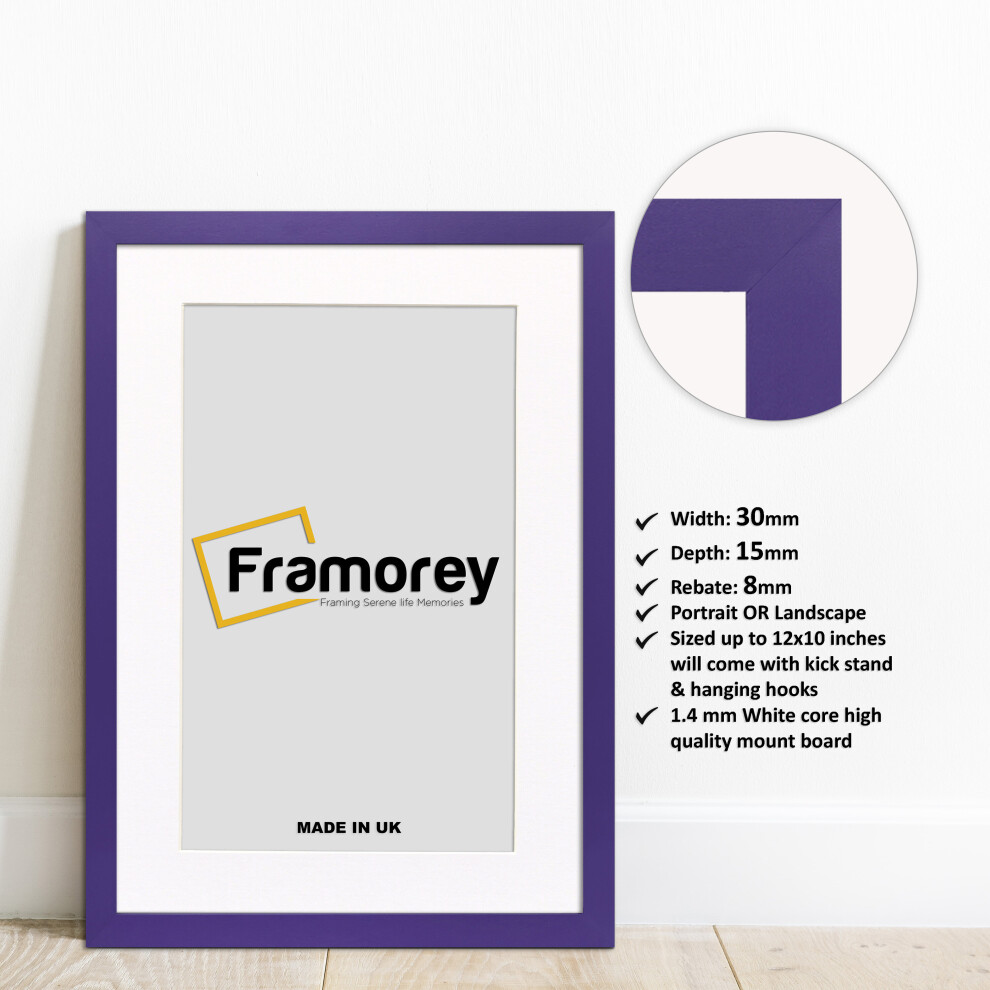 (A3 Pic (A2 Frame)) Purple Picture Frame Photo Frames With White Mount Wall Art Hanging Frame Home Decor Frame