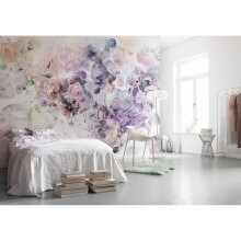 Komar XXL4-060 Wish Watercolour Floral Wallpaper Wall Mural-(368 x 248 cm), White, Blue, Pink, Orange, Purple, Red, Green, Yellow