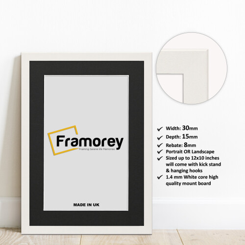 (A4 Pic (A3 Frame)) White Picture Frame Photo Frames With Black Mount Wall Art Hanging Frame Home Decor Frame