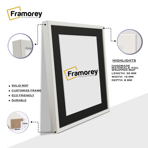 (A4 Pic (A3 Frame)) White Picture Frame Photo Frames With Black Mount Wall Art Hanging Frame Home Decor Frame 1