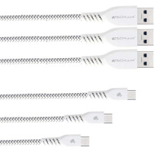 TECHGEAR 3 Pack STRONG Durable Braided USB C Charging & Data Sync Cables (30cm/1m/2m) Compatible with Samsung Tab S6 Lite, Tab A7 10.4/A7 Lite, Tab A