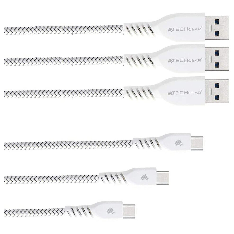 Techgear 3 Pack Strong Durable Braided Usb C Charging & Data Sync Cables (30Cm/1M/2M) Compatible With Samsung Tab S6 Lite, Tab A7 10.4/A7 Lite, Tab A