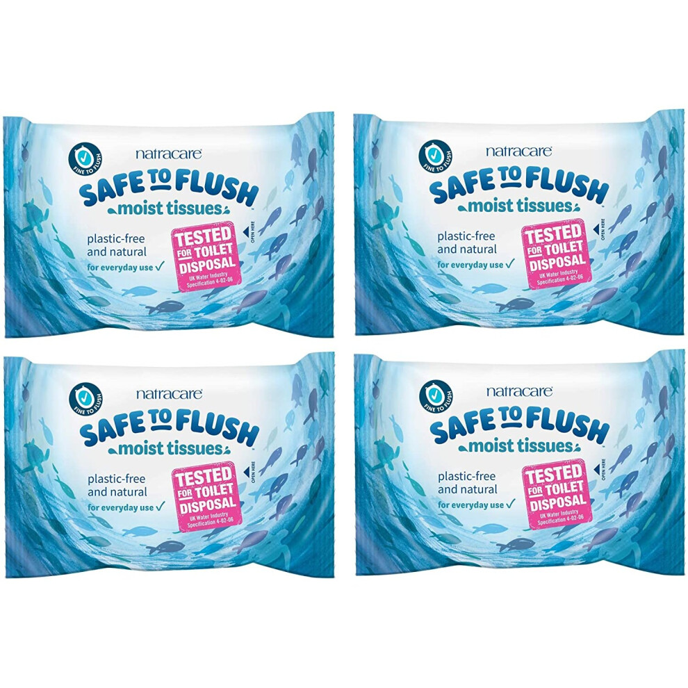 Revive Medicare Ltd (4 Pack) Natracare Safe To Flush Moist Tissues 30 Wipes