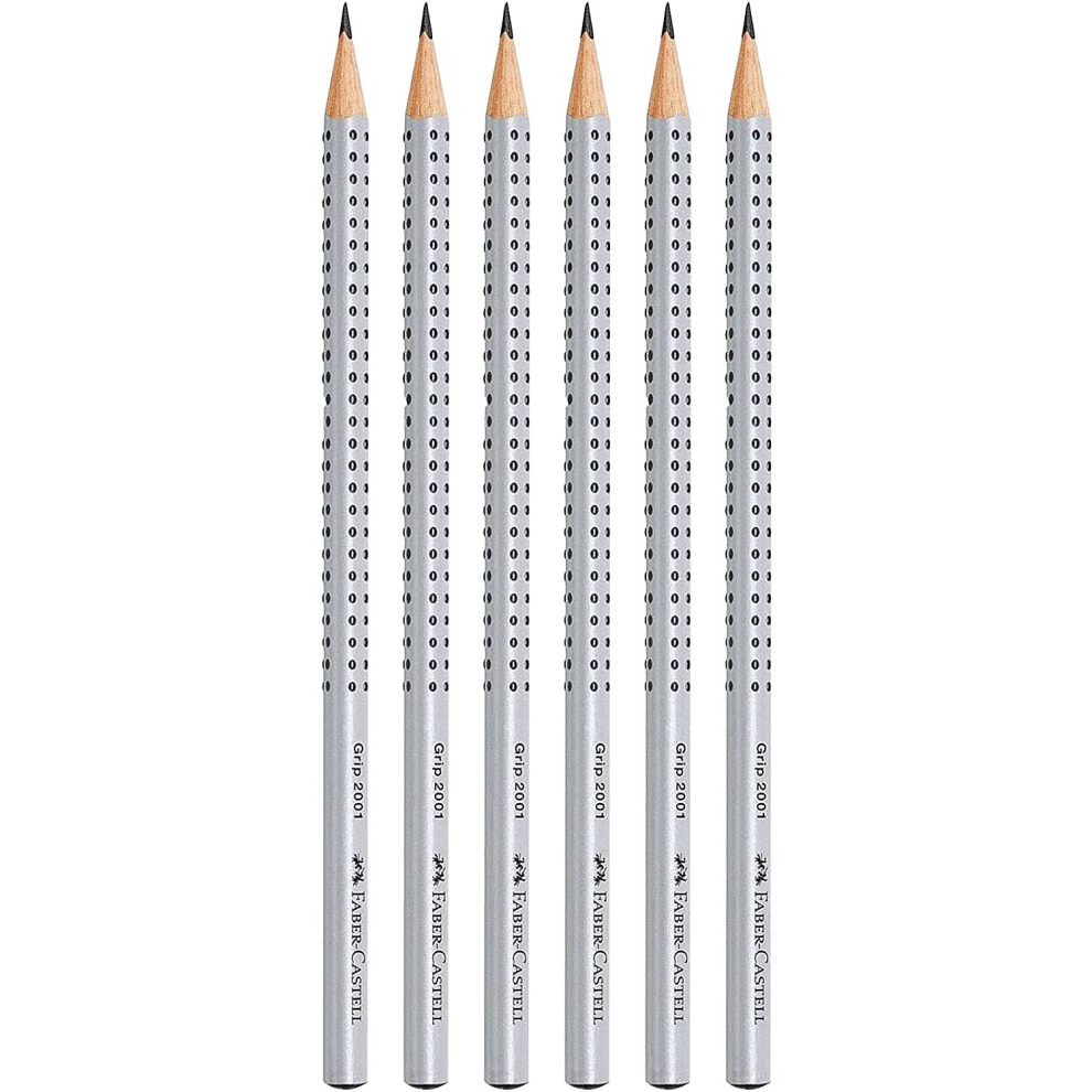 Faber-Castell Grip 2001Â Pack of 6Â Pencils silber 2B