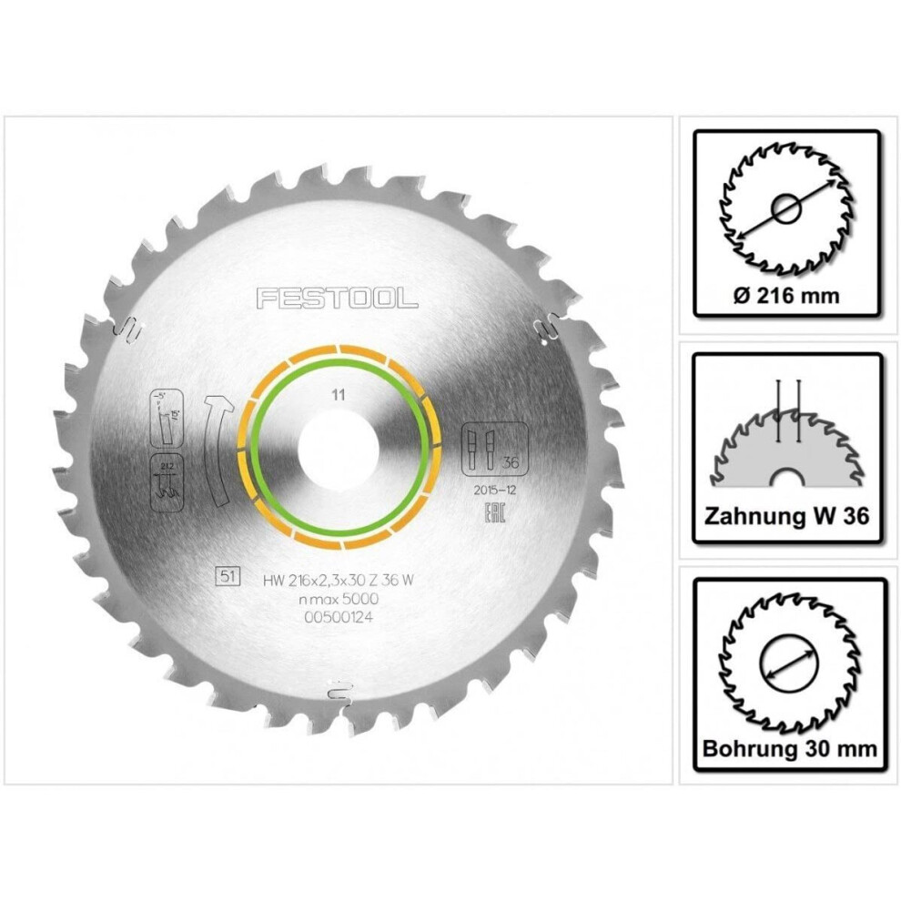 Festool 500124 Universal Saw Blade 216x2,3x30 W36, Multi-Colour