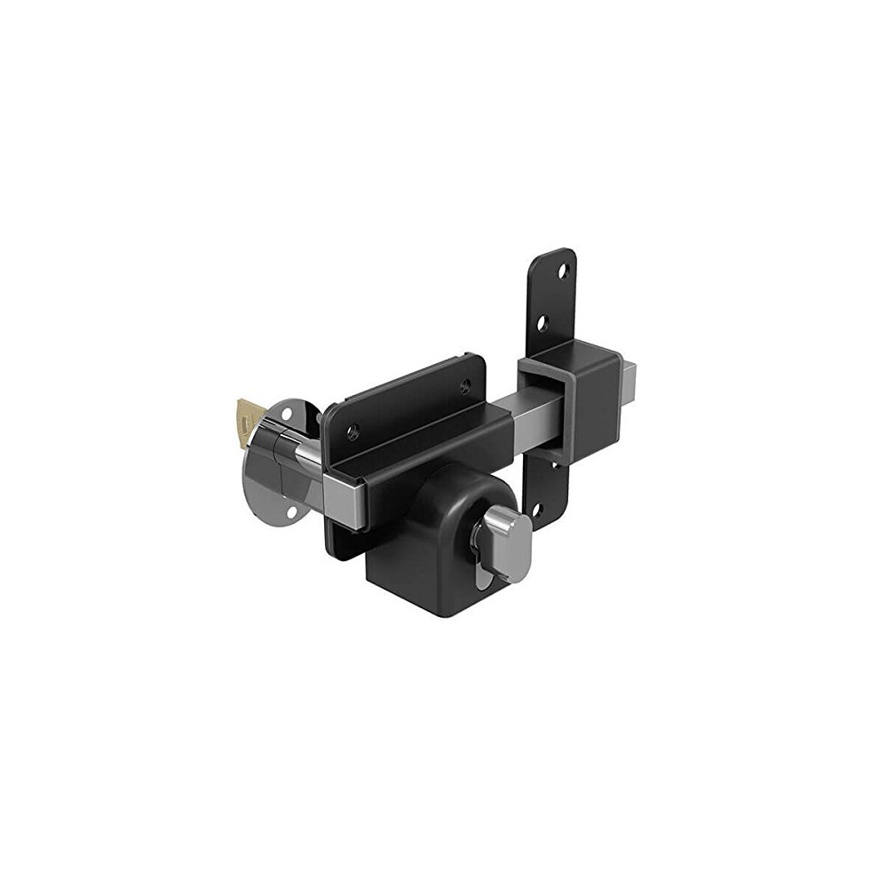 Gatemate 1490116 Euro Single Long Throw Lock With Thumb Turn P11, Black/Stainless Steel, 70 Mm 5055184560067