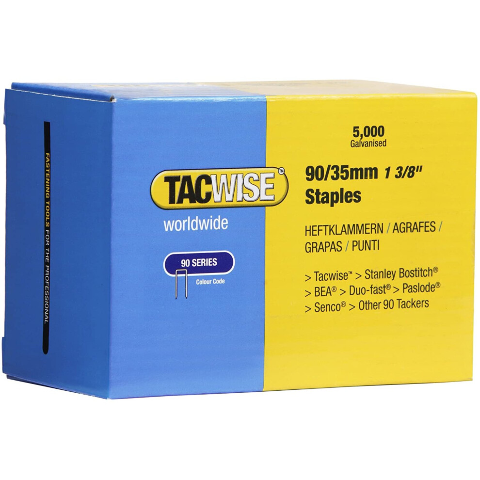 Tacwise 310 90/35mm Narrow Crown Staples for Staple Gun (Box of 5000)