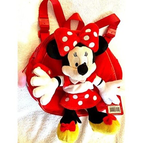 Disney Red Minnie Mouse plush soft Doll backpack for kids