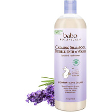 Babo Botanicals Natural Lavender Meadowsweet 3 in 1 Baby Bubble Bath Shampoo Wash - Sulfate Free, 15 Ounce