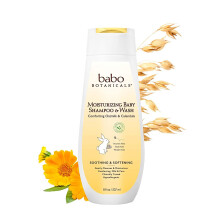 Babo Botanicals Moisturizing Baby Shampoo and Wash Oatmilk Calendula, 8 Ounce - Best Baby Shampoo Soothes Baby's Sensitive Skin; Natural Oat;