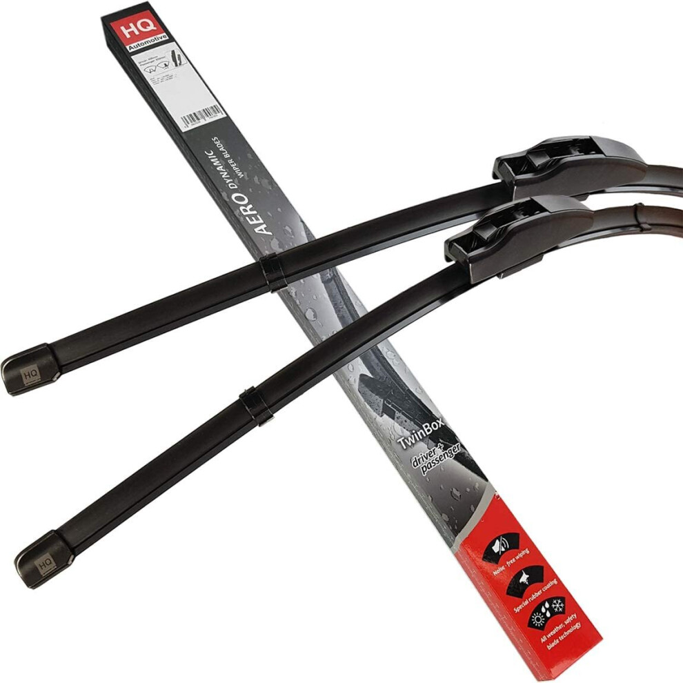 Set Of Front Frameless Flat Aero Wiper Blades Hq Automotive - Ad91-421 Twin Box 5060538793046