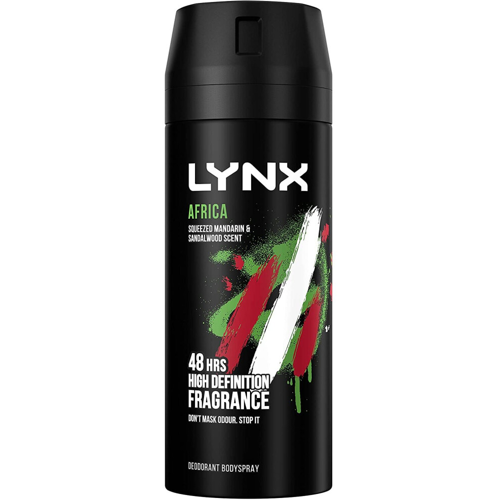 Lynx Africa Body Spray Deodorant 150 ml (Pack of 6)