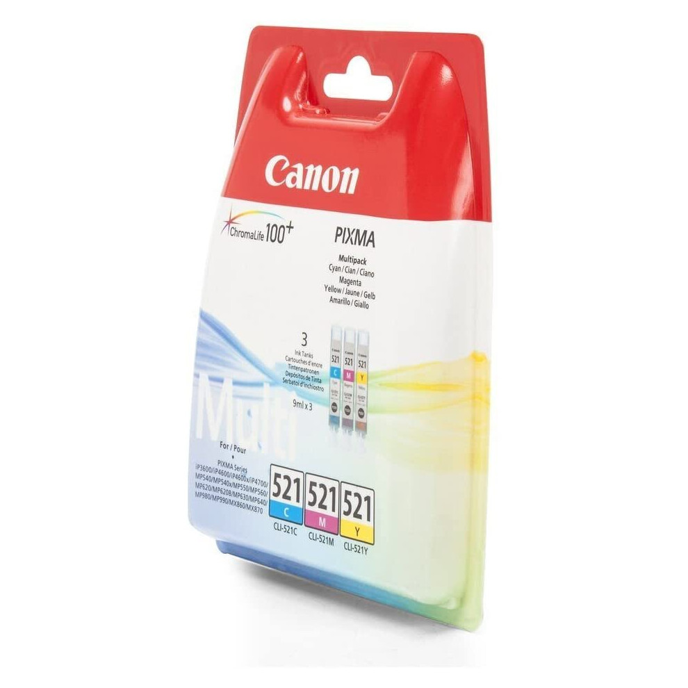 Canon Multiple Original Pack For Canon Pixma Ip4600, Cli-521 Cyan/Magenta/Yellow 4056104725161