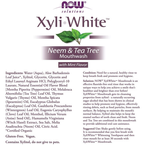 NOW Solutions, Xyliwhite Bain de Bouche, Goût Neem et Tea Tree, 16 oz 1