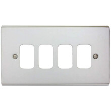 Deta G3424CH 'Slimline Decor' Grid Switch Cover Plate - Polished Chrome 4 Gang