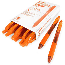 Pentel Energel X BL107 Retractable Gel Rollerball Pens - 0.7mm - Orange Ink - Pack of 12