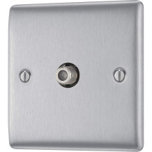 BG Electrical NBS64-01 Single Satellite Connection Socket, Brushed Steel, 8.6 cm*8.6 cm*2.0 cm