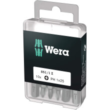 Wera 05072400001 Phillips Extra-Tough Bits 851/1 Z PH1 x 25 mm, Pack of 10