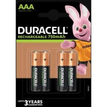Duracell 75050950 Rechargeable Battery, Nickel Metal Hydride, 750 Mah, 1.2 V, Aaa