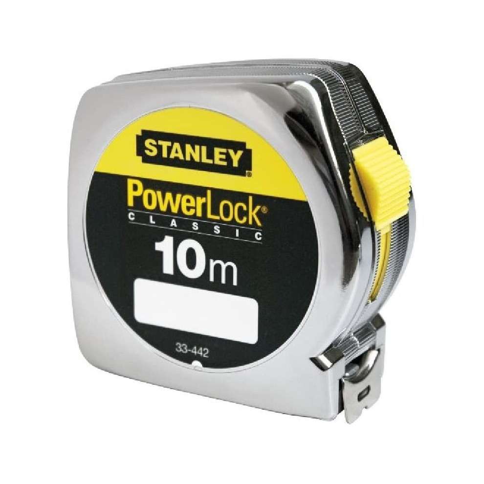 Stanley 1-33-442" Powerlock Tape Measure with End Hook Without Hole, Silver, 10 m/25 mm