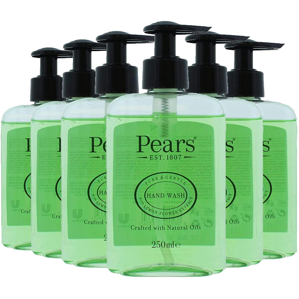Pears Hand Wash (6 X 250 Ml) Pure And Gentle With Lemon Flower Extract