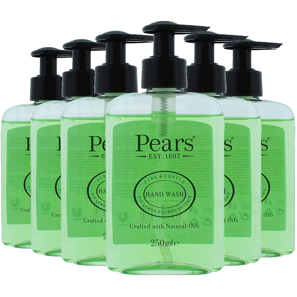 Pears Hand Wash (6 x 250 ml) Pure and Gentle with Lemon Flower Extract