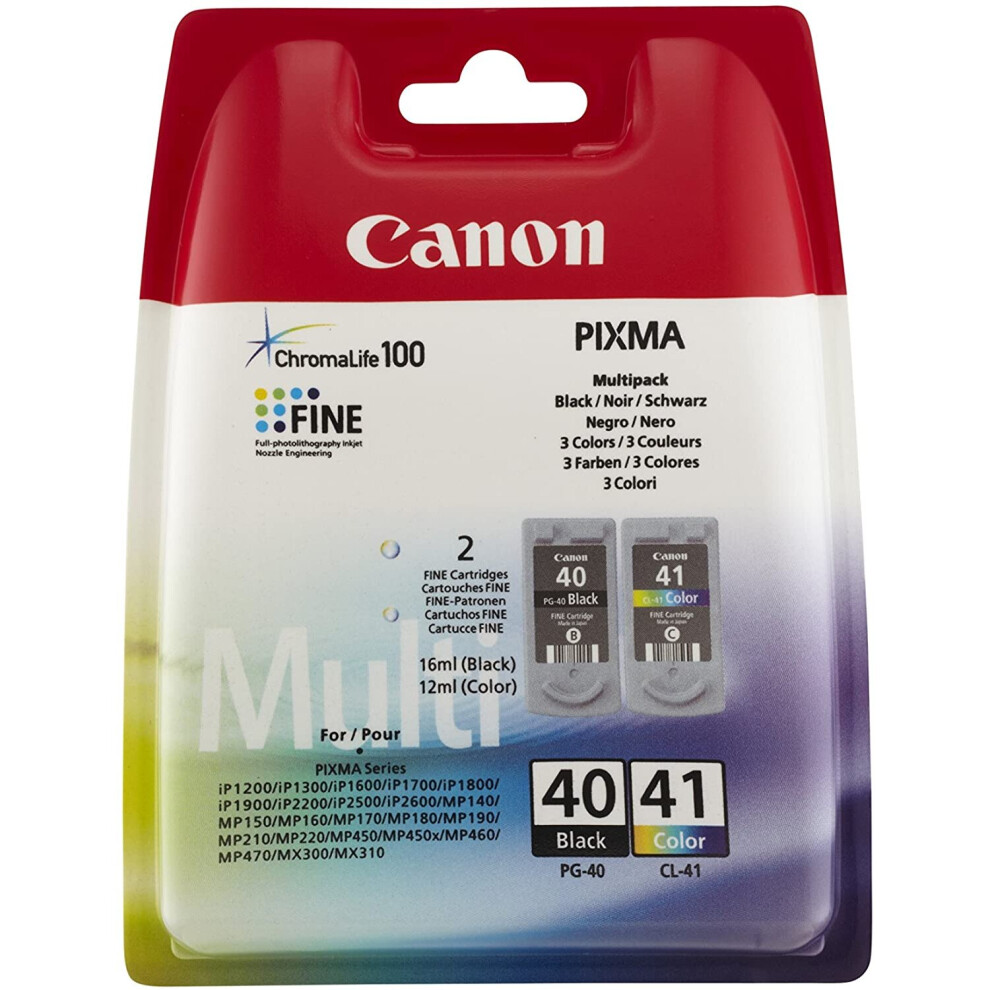 DUO PACK - Canon black & colour ink cartridge for various printers ( click to view printers)