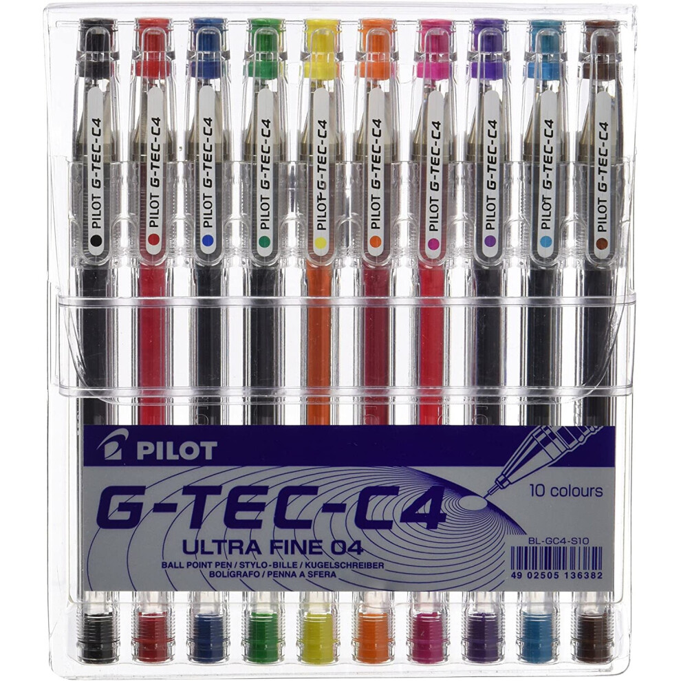 Pilot G - Tec C4 Gel Microtip Rollerball 0.4 Mm - Assorted, Pack Of 10