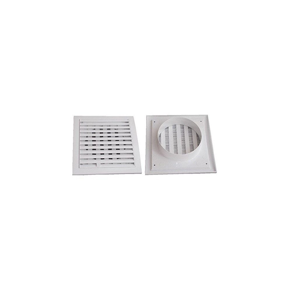 Air Ventilation Plastic Grill Cover 190Mm X 190Mm Adjustable Ã150 Ducting/White 4750492000823