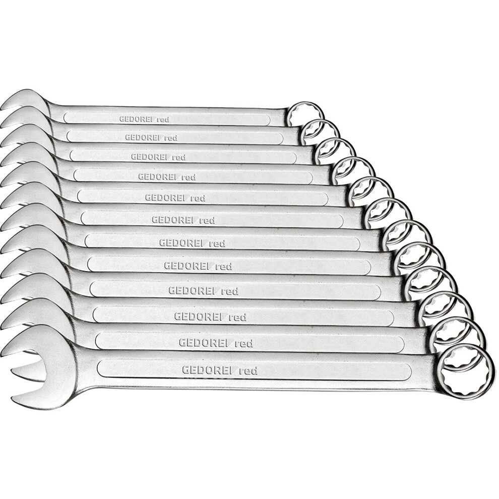Gedore Red Combination Spanner Set 12-Piece Sw 6-22 Chrome Vanadium Steel Silver 4060833009928