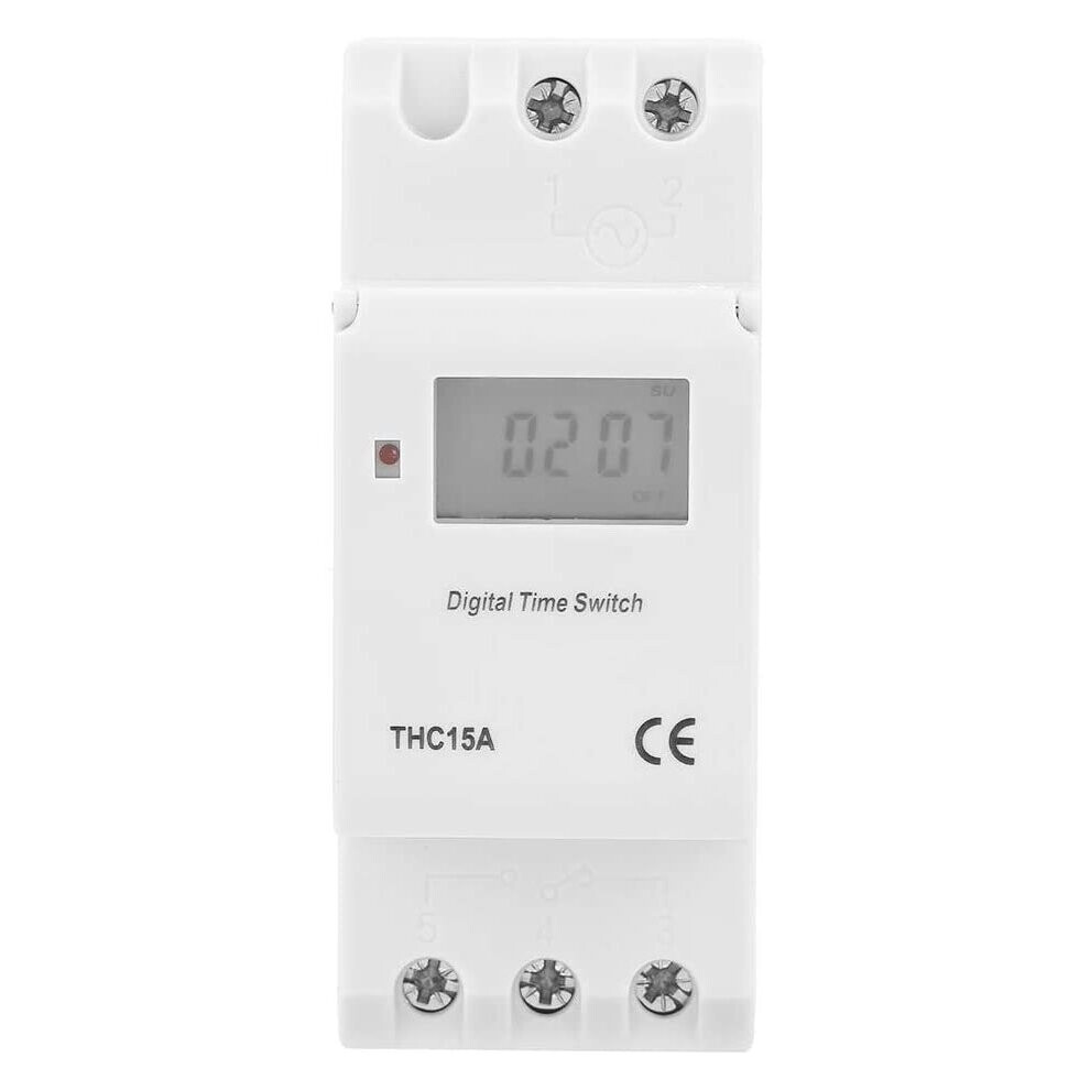 Thc15a Timer Switch, 220-240Vac 16A Digital Lcd Power Weekly Programmable Timer Relay Switch Din Rail Digital Programmable Timer Switch 712979733857