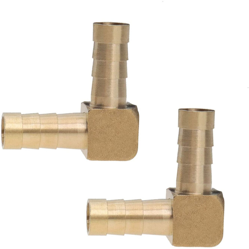2Pcs 8Mm Barb Brass Hose Fitting 90 Degree Elbow Fuel Hose Joiner Pipe Connector Adapter 5/16Inch For Air Water Fuel Oil Gold 4894833001428