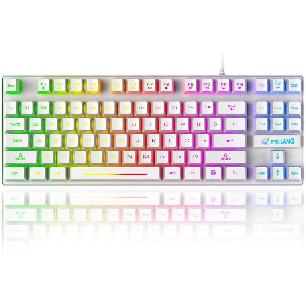 LexonElec K16 Wired 87keys Gaming Keyboard Mechanical Feeling Rainbow LED Backlit Waterproof Ergonomic 16keys Anti ghosting PC Gaming Keyboard