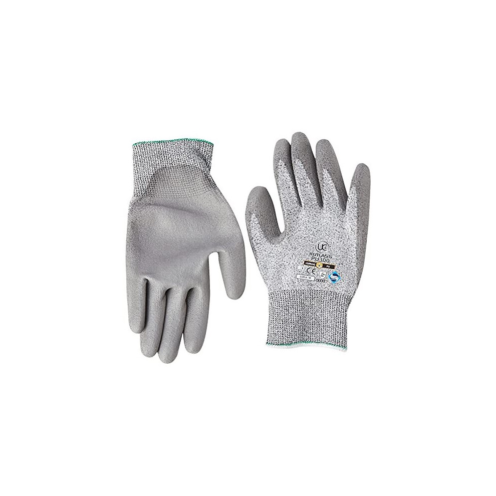 Ultimate Industrial Pu300/08 Pu300 Kutlass Pu Coated Cut Resistant Work Gloves, 1 Pair, Size 8/Medium, Grey 5060123013238