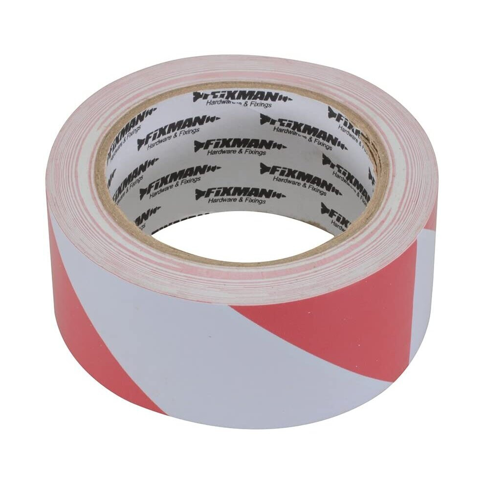 Fixman 188781 Red & White Adhesive Hazard Tape 50mm x 33m