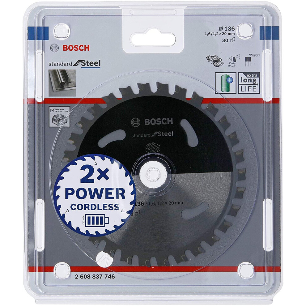 Bosch Professional Circular Saw Blade Standard For Steel (Steel, 136 X 20 X 1.6 Mm, 30 Teeth, Accessory Cordless Circular Saw)